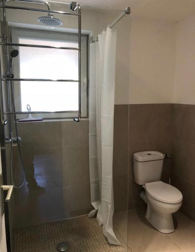 une salle de bain avec toilettes et douche dans l'établissement La cas' à Coco, au Pradet