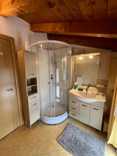 a bathroom with a shower and a sink at B&B Garzola in Ossuccio