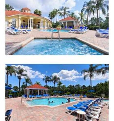 two pictures of a pool at a resort at Emerald Island Resort townhouse 3 Bedrooms in Kissimmee