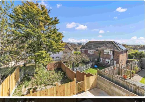 an aerial view of a house with a fence at Kemptown Corner with Free Parking in Brighton & Hove