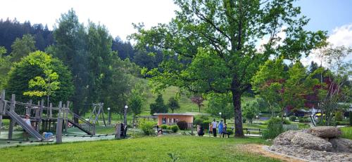 a park with a playground with a slide at Bergchalet mit Pool und Sauna in Missen-Wilhams