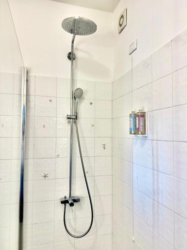 a shower with a shower head in a bathroom at Cinqueterre Residence in Riomaggiore
