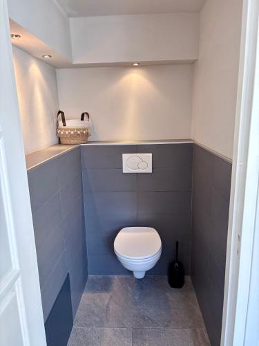 a bathroom with a white toilet in a room at The Sleep Studio in Sint Annaland