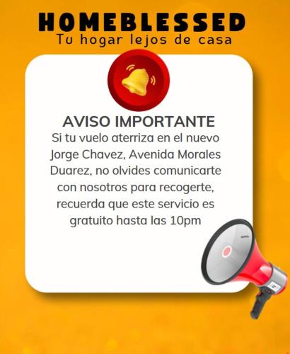a sign with a magnifying glass on a yellow background at Blessed Family in Lima