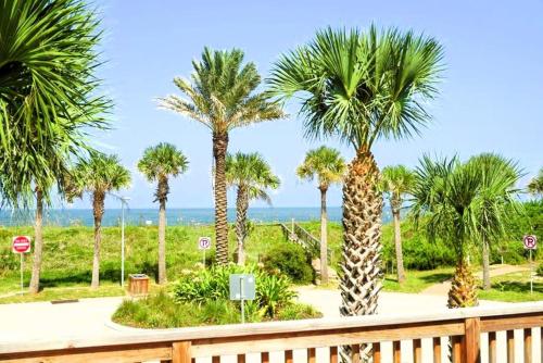 a group of palm trees on a walkway at Oceanview Lodge - Saint Augustine in Saint Augustine