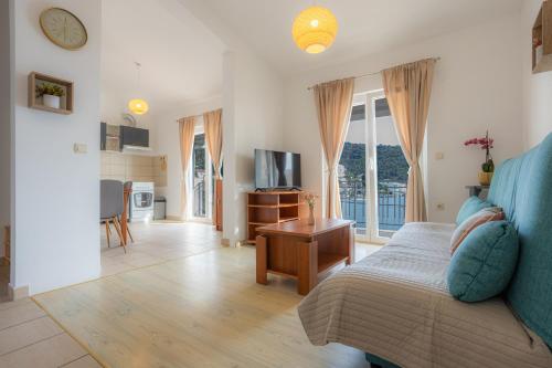 a living room with a bed and a television at Apartment DuDo in Blace