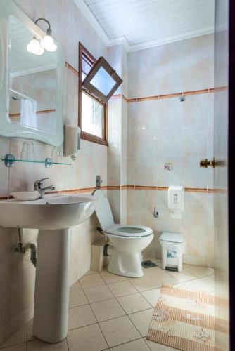 a bathroom with a sink and a toilet at Gaia Garden in Kos Town