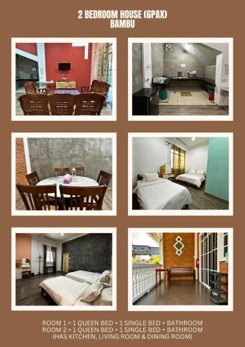 a collage of different pictures of a room at Kundasang Guesthouse in Kundasang