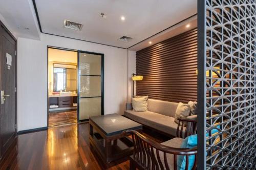Ruang duduk di SSAW Boutique Hotel Hangzhou Xiaoshan Yinlong Hangfachang Subway