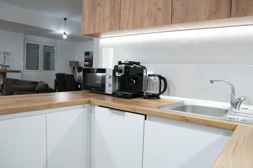 Kuchyň nebo kuchyňský kout v ubytování Mango Apartments