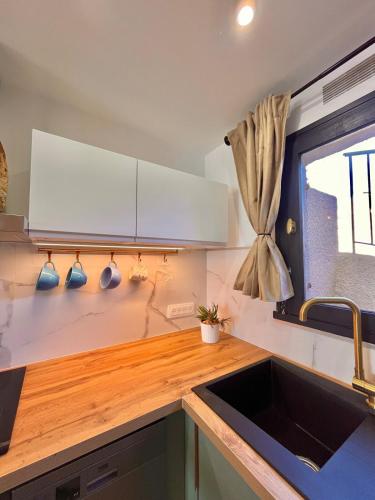 a kitchen with a sink and a counter top at Coup de cœur BB in Cogolin