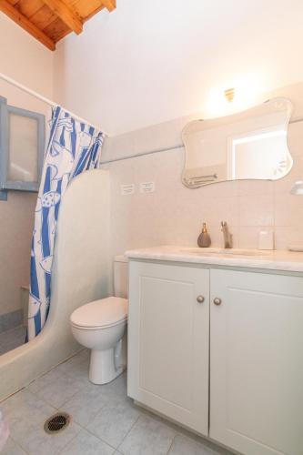 a bathroom with a toilet and a sink and a shower at Porto Blue Horizon in Agios Ioannis
