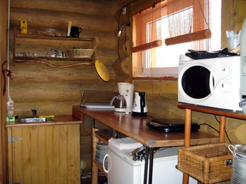 Kuchyň nebo kuchyňský kout v ubytování Guest House Kalniņi