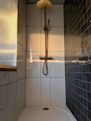 une salle de bain avec douche et baignoire dans l'établissement Renovated house near beaches, à Saint-Coulomb