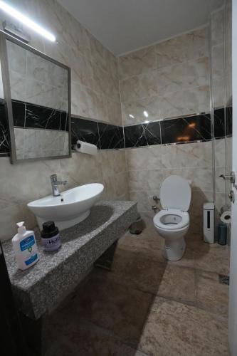 a bathroom with a sink and a toilet at özen turku HOME in Pamukkale