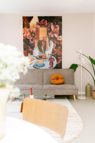 Χώρος καθιστικού στο Nice bright studio near the forest and Amsterdam