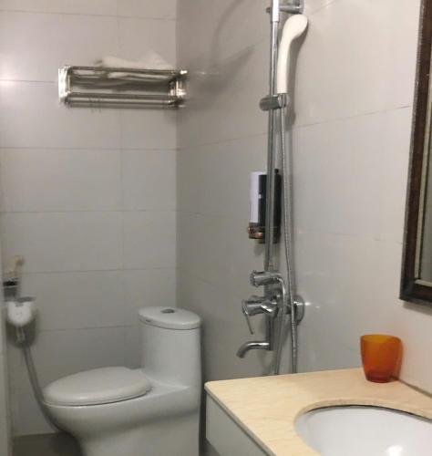 a bathroom with a toilet and a sink at Sa Pa Madame Huong Hotel in Sa Pa