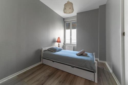 une chambre avec un lit et une fenêtre dans l'établissement L'Aromate - Grand Appartement Centre Ville, à Vichy