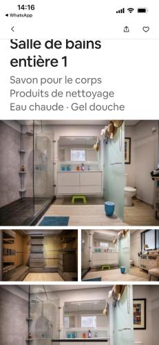 a collage of three pictures of a kitchen at Le Gouzou in Tamarin
