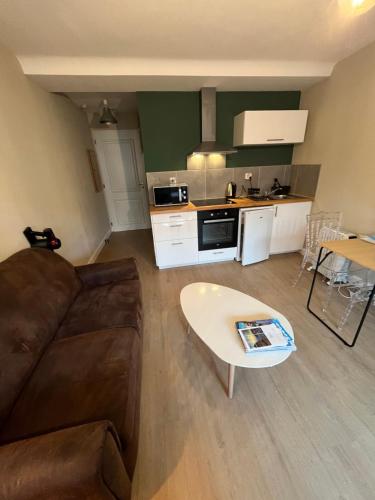 un salon avec un canapé et une table dans l'établissement Appartement BASTIA, à Toga