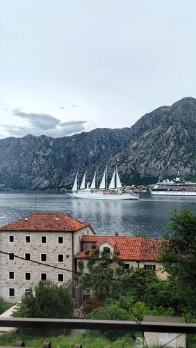 a group of sailboats on a large body of water at Villa Seashell in Prčanj