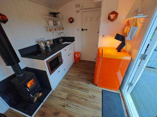 Кухня или мини-кухня в Luxury Countryside Shepherds Hut with Hot Tub
