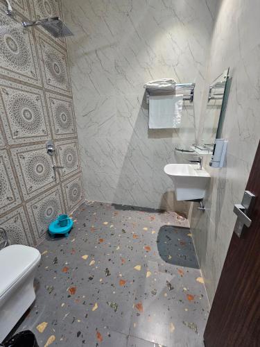 a bathroom with a toilet and a sink at Hotel K9 Regency sirsa in Sirsa