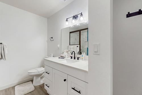 ブレーデントンにあるSeabreeze Acreの洗面台とトイレを備えた白いバスルーム