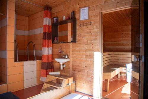 Televízia a/alebo spoločenská miestnosť v ubytovaní Pension Aqualand Free parking