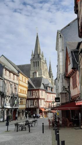 an old town with a cathedral in the background at Echappée vannetaise in Vannes