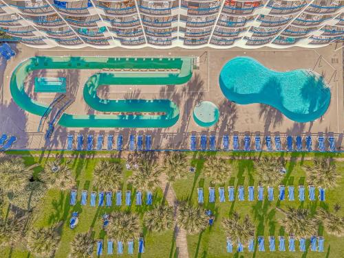 an aerial view of a pool at a resort at Boardwalk Beach Resort in Myrtle Beach