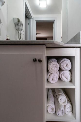a cabinet filled with donuts in a kitchen at Apartamento Carioca in Rio de Janeiro