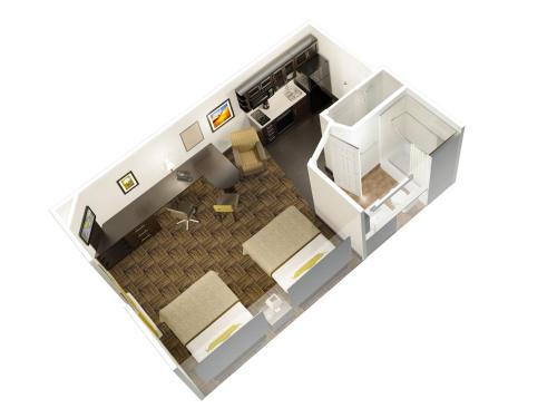 a rendering of a floor plan of a room at Candlewood Suites Tucson by IHG in Tucson