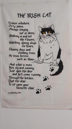 a drawing of a cat sitting on a towel at Cal Mitger in Viñaixa