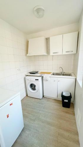 une cuisine avec une machine à laver et un évier dans l'établissement Paris Heart Apartment, à Paris