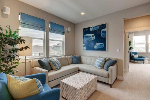 a living room with a couch and a table at Cozy Montana Getaway Near Bozeman & Yellowstone in Belgrade