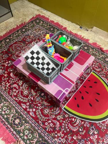a toy toy train with a watermelon cut out at H&S RIS Homestay in Kuala Terengganu