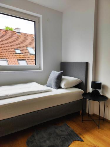 Katil atau katil-katil dalam bilik di Exklusives Apartment Wien neben U2 U-Bahn