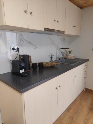 a kitchen with a sink and a counter top at il vicolo studio in Ágios Matthaíos