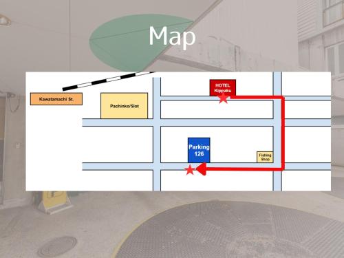 高松市にあるTabist ホテル吉泊の壁に描かれた地図の図