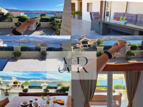 Apartmani Roberta Pag -obiteljska kuća prizemnica sa 2 odvojena apartmana od toga jedan moderan luxuzniji, pogled na more sa velikih terasa, dvosobni apartmani