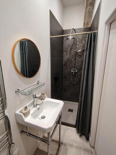 une salle de bain avec un lavabo et une douche dans l'établissement Apartment Cosy in Montpellier, à Montpellier