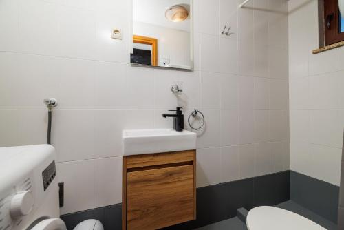 a bathroom with a sink and a toilet at House Poljica with a pool in Poljica