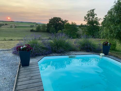 une piscine au milieu d'un jardin dans l'établissement La Maison de Jeanne, à Châteney