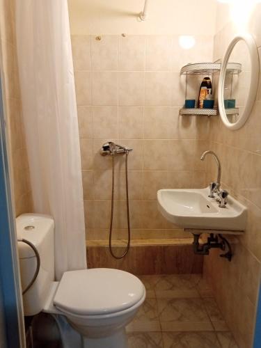 a bathroom with a toilet and a sink at Poseidon house in Kinion