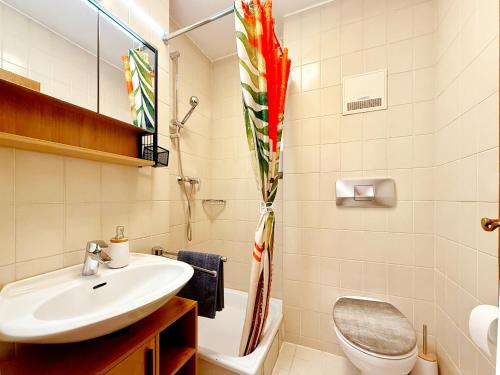 a bathroom with a sink and a toilet at !GoldPath! Passau - Central - Innpromenade - Uniwiese in Passau
