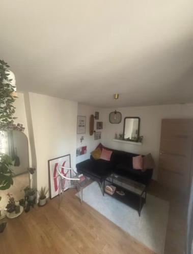 un salon avec un canapé et une table dans l'établissement Le calme de Daumesnil, à Paris