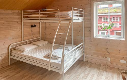 a bunk bed in a room with a window at Beautiful Home In Charlottenberg in Charlottenberg