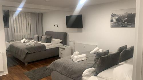 Postel nebo postele na pokoji v ubytování Hotel am Schlossplatz