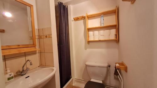 une petite salle de bain avec toilettes et lavabo dans l'établissement Plein Sud C N3102 - ST2, à Les Deux Alpes